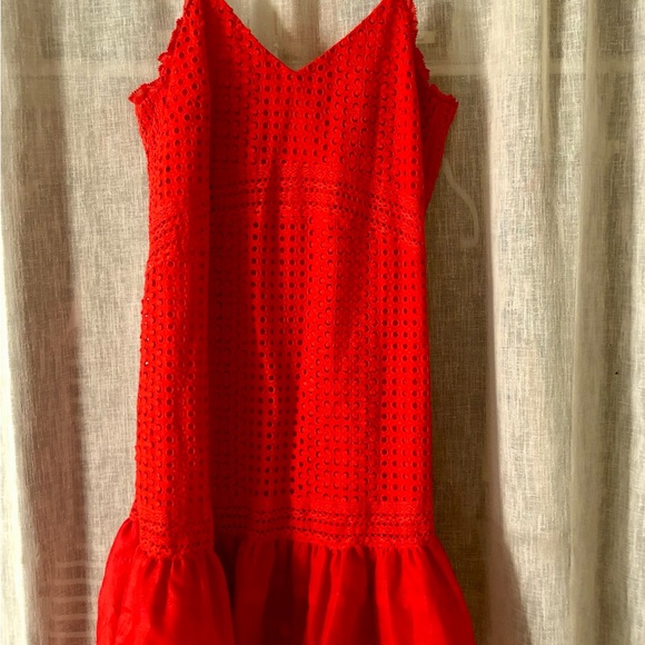 J. Crew Red Eyelet Spaghetti-Strap Dress - New With Tags - Picture 2 of 8
